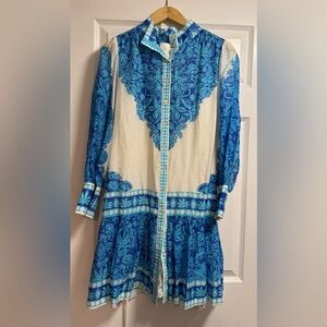 NEW Lilly Pulitzer Drena Dress Breezy Aqua Jungle Escape Blue White Mini 10